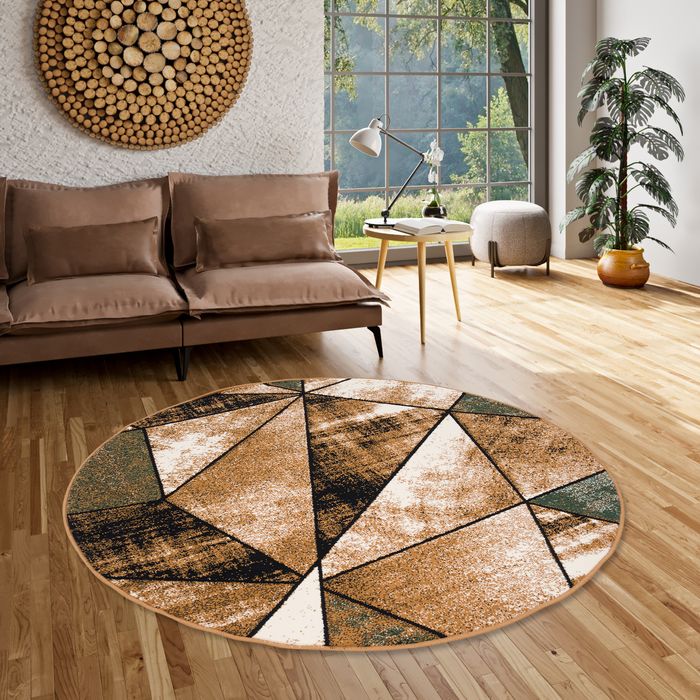 Tapis design Brilliant Beige Vert Magic Rond
