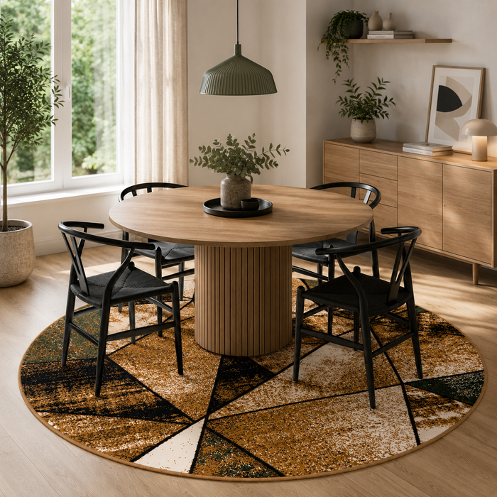 Designer Teppich Brilliant Beige Grün Magic Rund