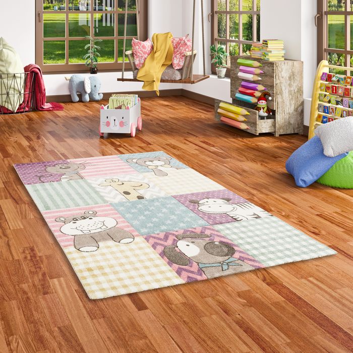 Maui Kids - Tapis pour enfant - motif animaux bébé rose multicolore