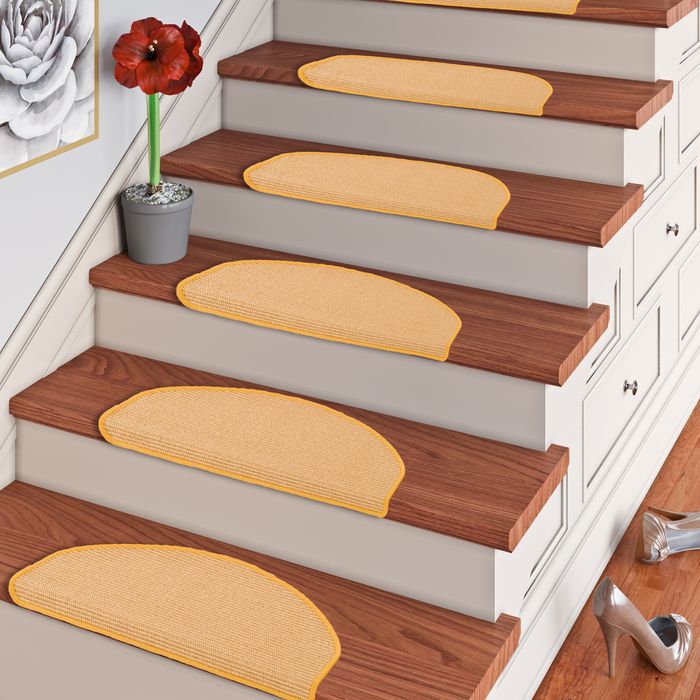 Sisal - Naturel tapis marche escalier - Miel (semi-circulaire)