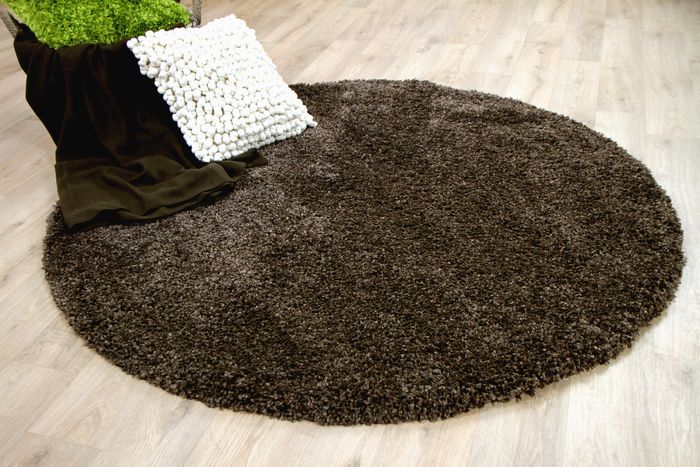 Hochflor Langflor Shaggy Teppich Luxury Schoko Rund