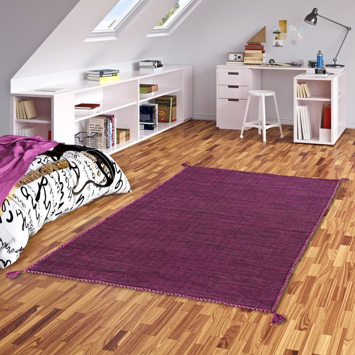 Prico - Tapis kilim naturel - rose vif