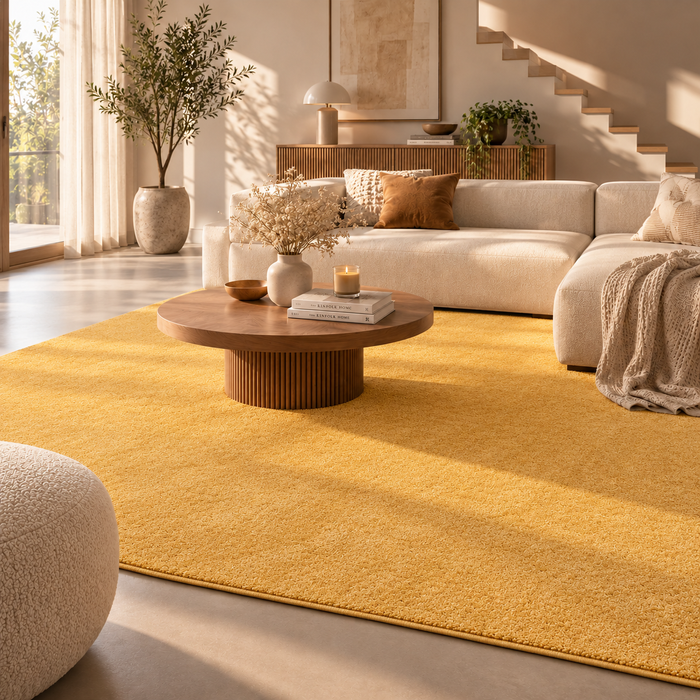 Hochflor Velours Teppich Mona Curry Gelb