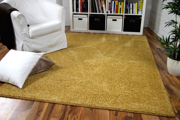 Hochflor Velours Teppich Mona Curry Gelb