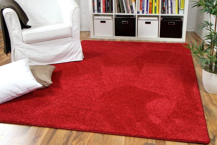 Hochflor Velours Teppich Mona Rot