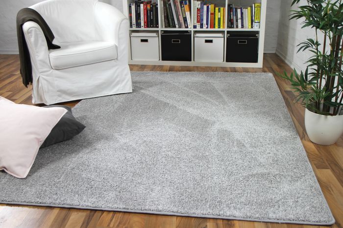Hochflor Velours Teppich Mona Silbergrau