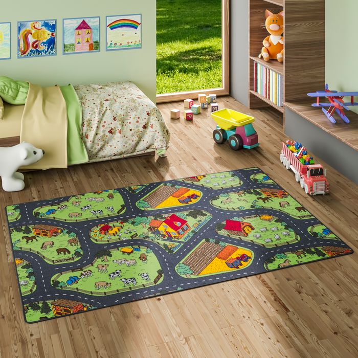 Tapis enfant route Ferme Verte