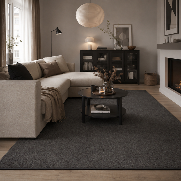 Hochflor Velours Teppich Luna Anthrazit