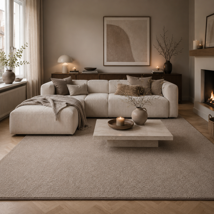 Hochflor Velours Teppich Luna Taupe