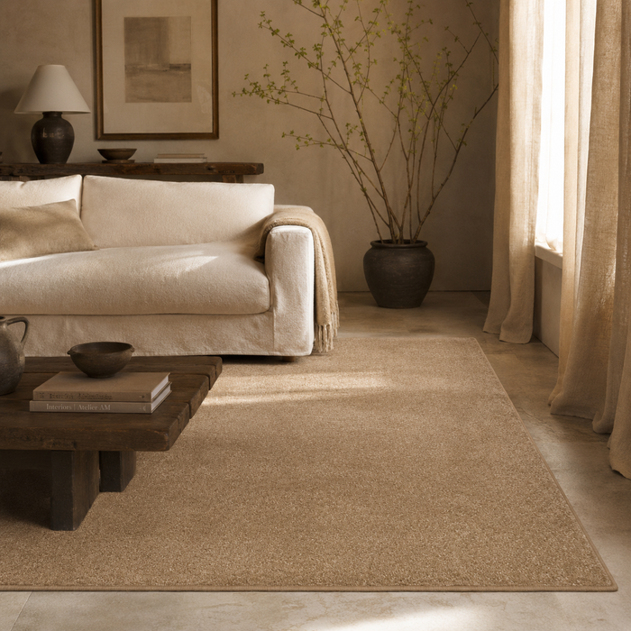 Hochflor Velours Teppich Luna Karamell