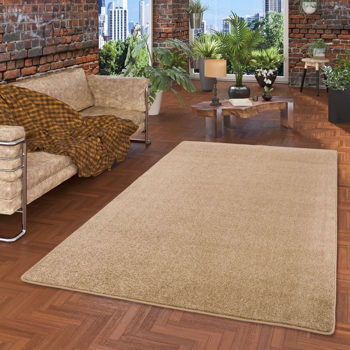 Hochflor Velours Teppich Luna Karamell