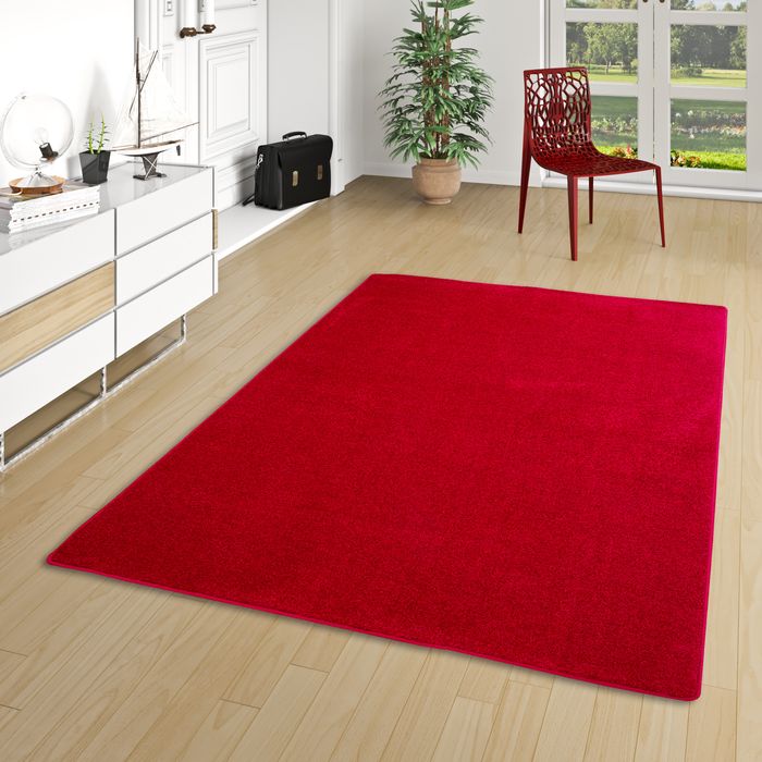 Hochflor Velours Teppich Luna Rot
