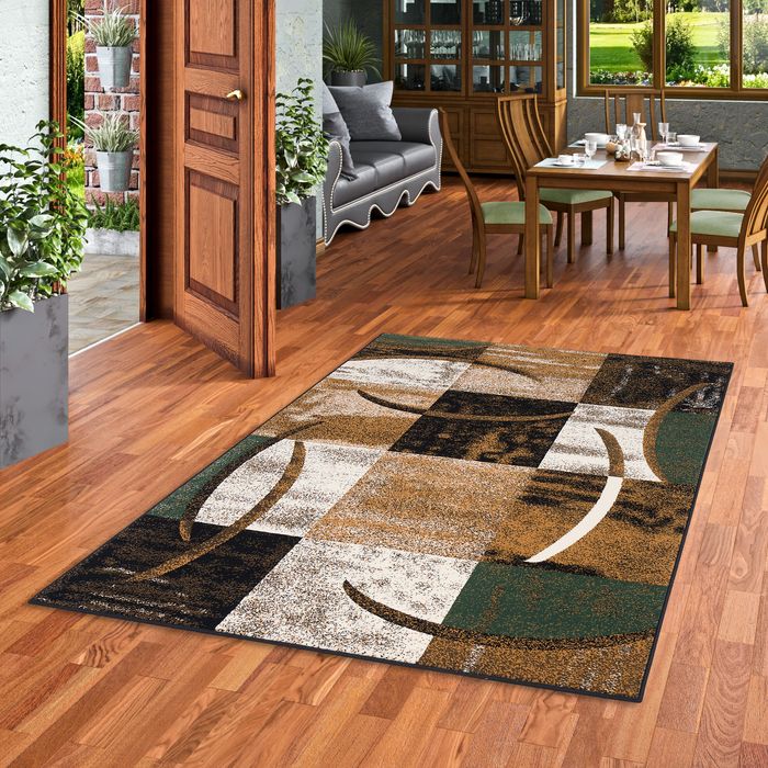 Designer Teppich Brilliant Karo Beige Grün Trend
