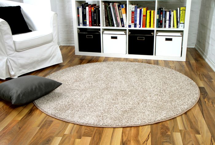 Hochflor Velours Teppich Mona Natur Rund