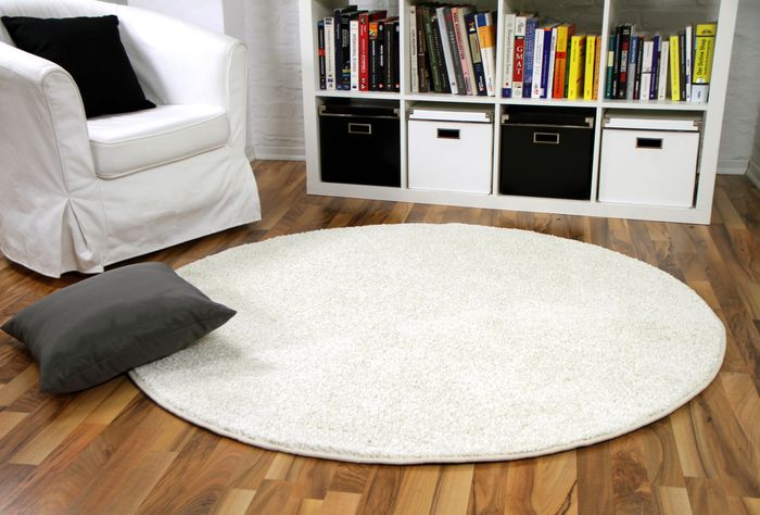 Hochflor Velours Teppich Mona Creme Rund