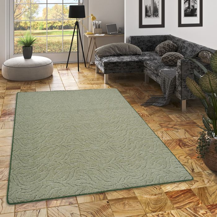 Konturenschnitt Hochflor Langflor Teppich Frieda Grün