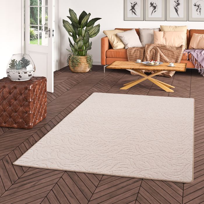 Konturenschnitt Hochflor Langflor Teppich Frieda Beige