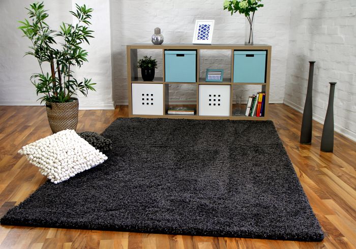 Luxus Hochflor Langflor Teppich Milano Anthrazit