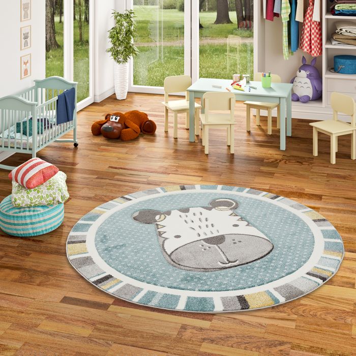 Kinder Teppich Maui Kids Hund Mint Rund