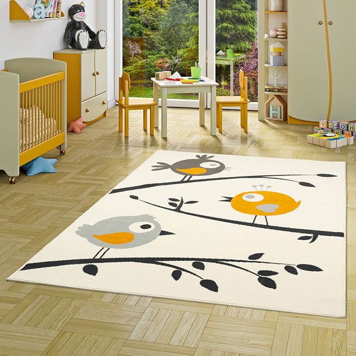 Kinderteppich Trendline Vögel Creme Gelb