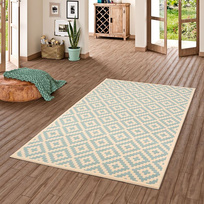 Designer Teppich Passion Rauten Modern Blau