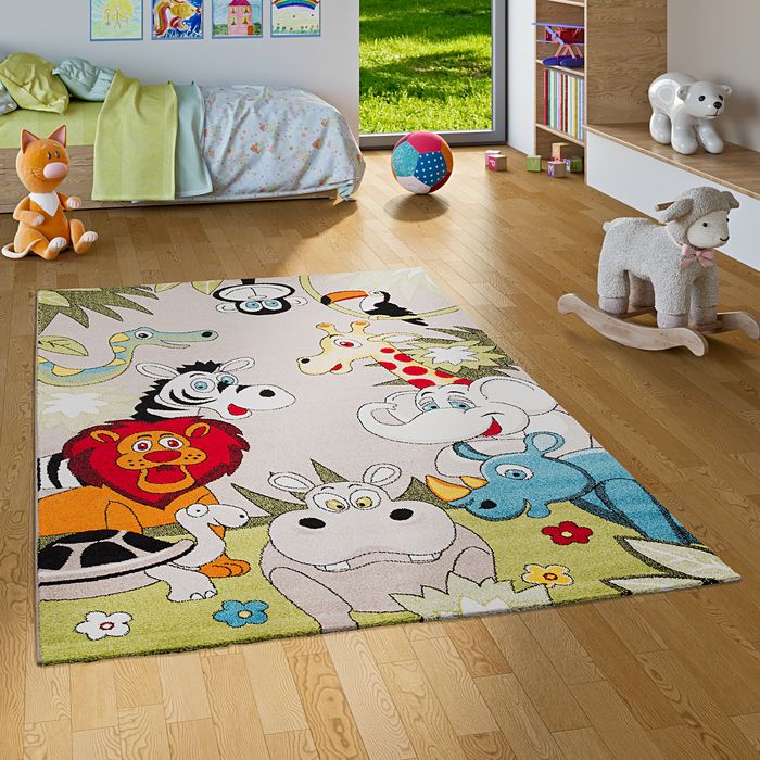 Kinder Teppich Faro Safari Bunt Tiere