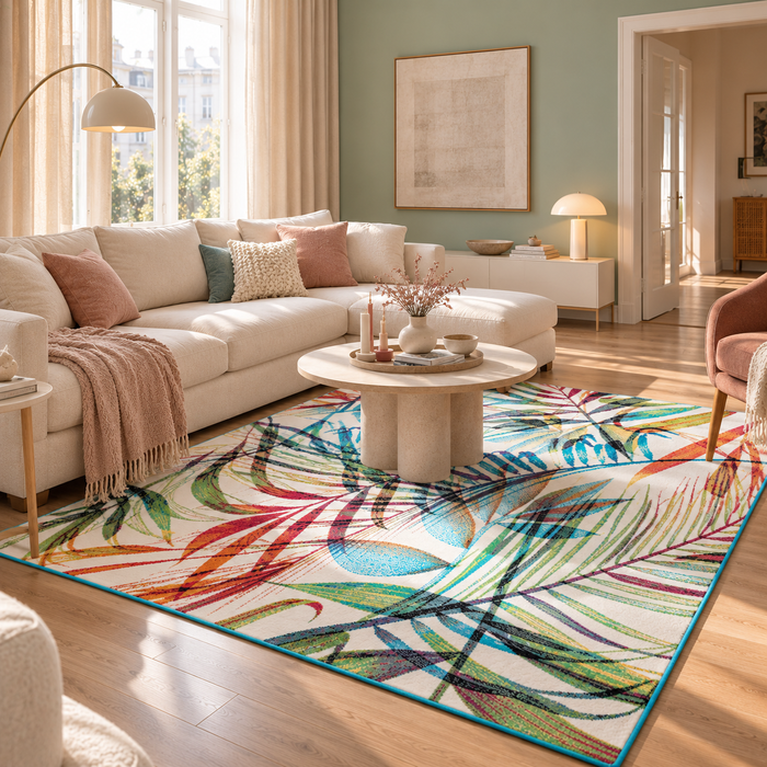 Designer Teppich Faro Tropical Bunte Zweige