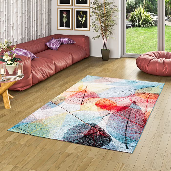 Designer Teppich Faro Tropical Bunte Blätter