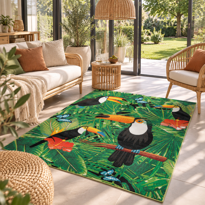 Designer Teppich Faro Tukan Tropical Grün