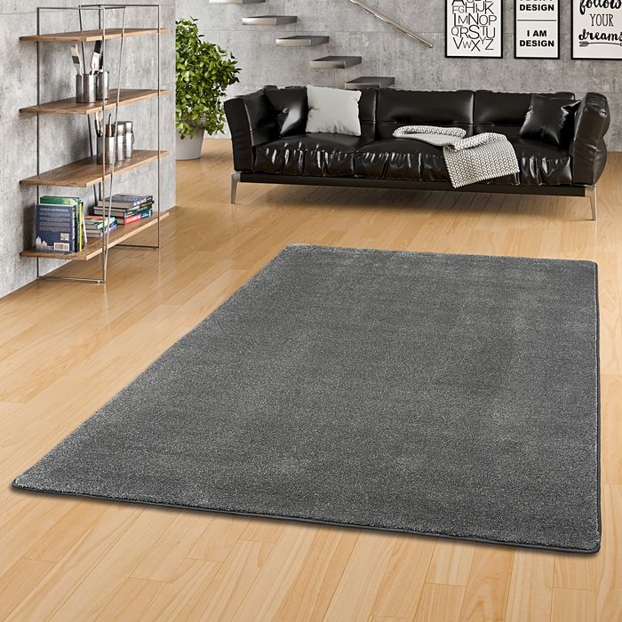 Hochflor Luxus Velours Teppich Touch Anthrazit