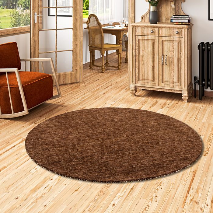 Natur Teppich Indo Gabbeh Ella Braun Rund