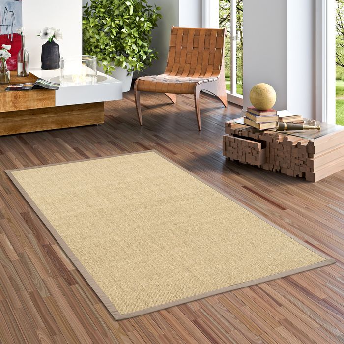 Sisalteppich Natura Grau Creme Mix Bordüre Taupe