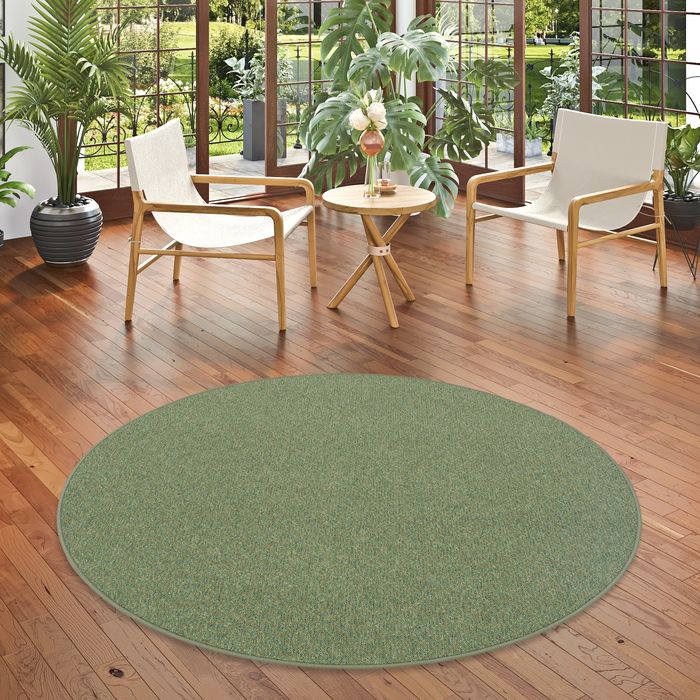 Tapis Bouclé Alma Vert Mélangé Rond