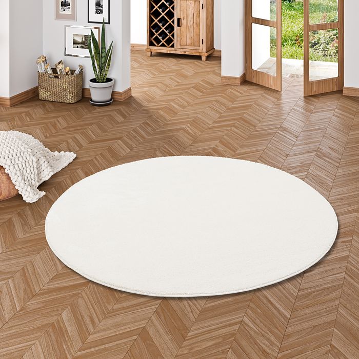 Luxus Soft-Velours Teppich Gala Creme Rund