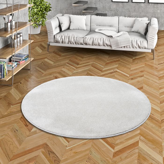 Hochflor Luxus Velours Teppich Touch Champagner Rund