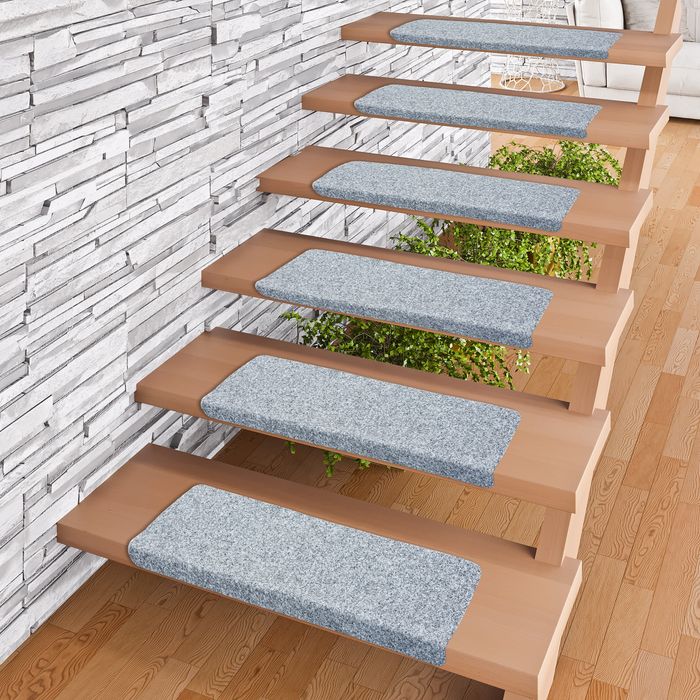 Bent - Trend feutre aiguilleté tapis marche escalier - gris (carré) - simple ou par lot de 15