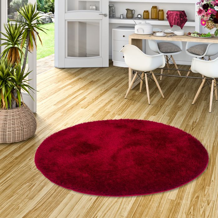 Tapis Shaggy haut velours Feeling Mix Rouge Rond