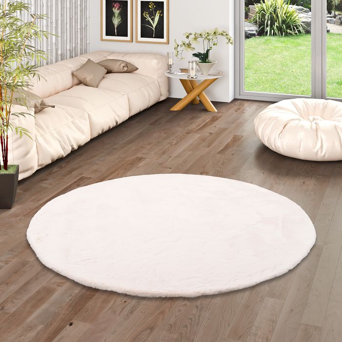 Plush - Tapis de luxe en fourrure synthétique super douce - Crème - Rond