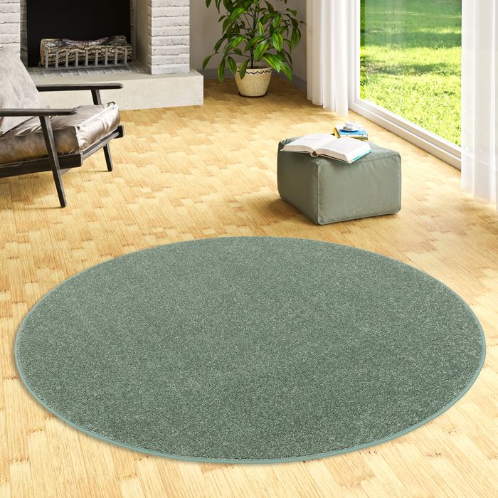 Teppich Hochflor Shaggy Cottage Mintgrün Rund