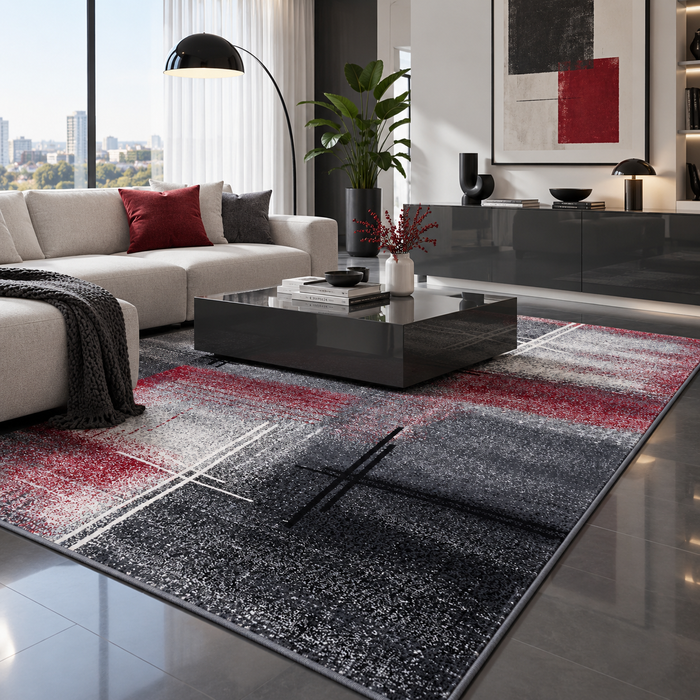 Tapis design Brilliant Rouge Gris Dégradé