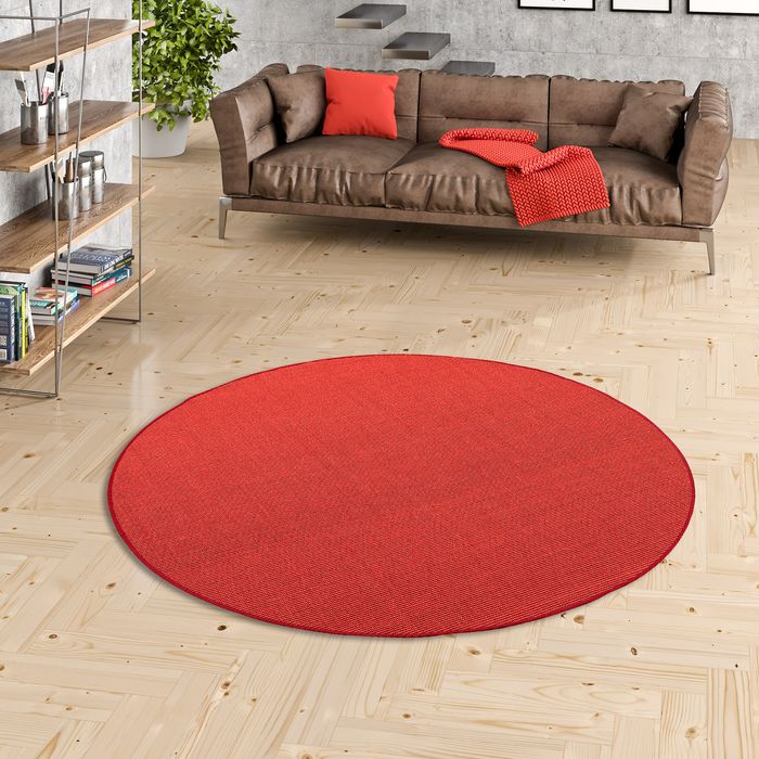 Sisal Natur Teppich Astra Rot Rund
