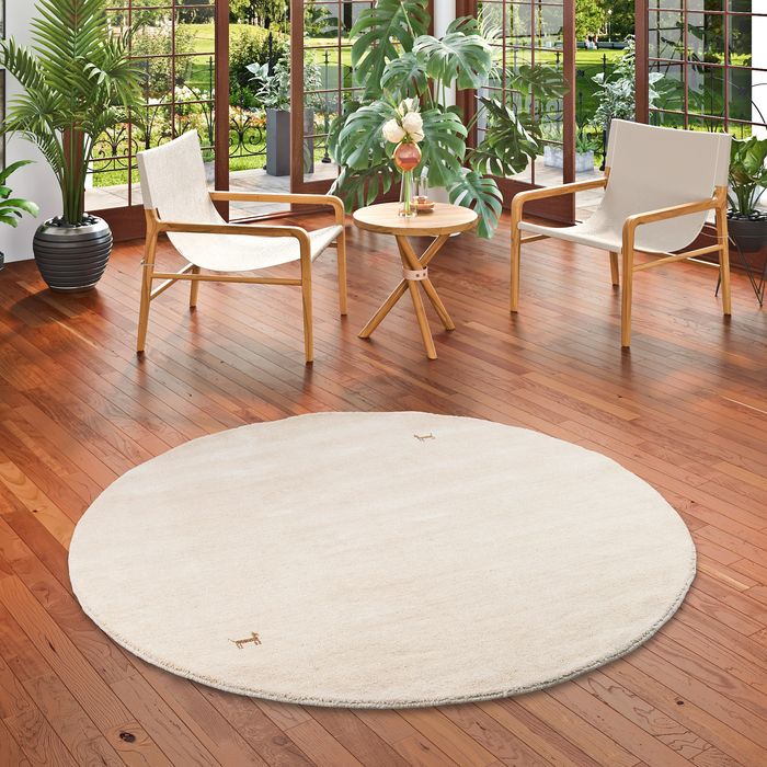 Natur Teppich Indo Nepal Gabbeh Shiva Beige Rund
