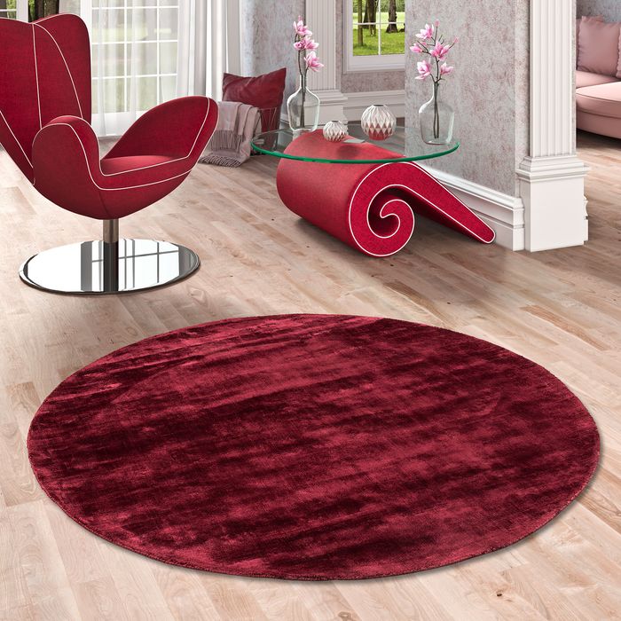 Luxus Designer Teppich Roma Weinrot Rund