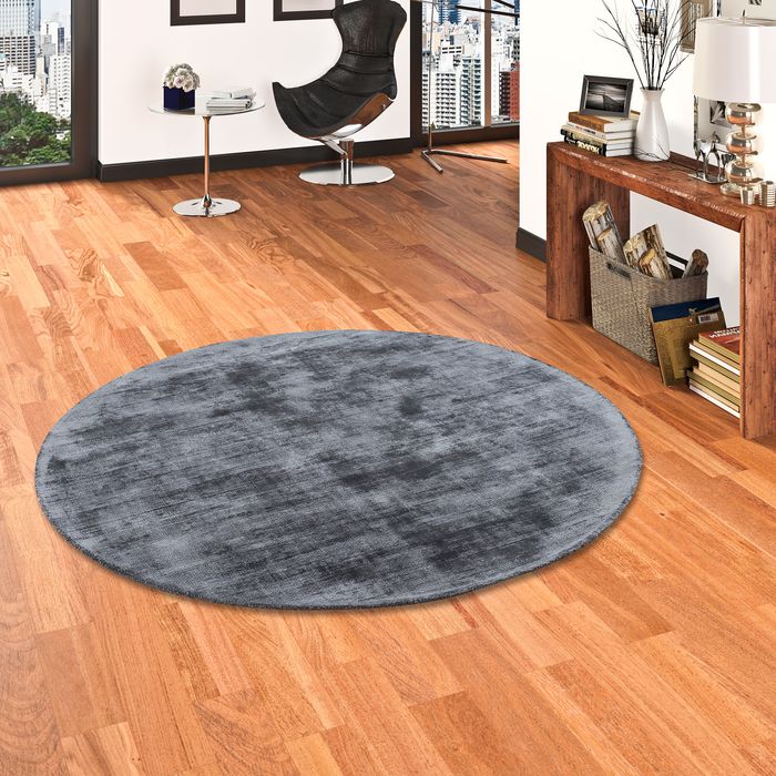 Luxus Designer Teppich Roma Anthrazit Rund