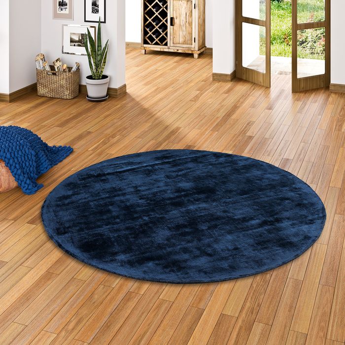 Luxus Designer Teppich Roma Dunkelblau Rund