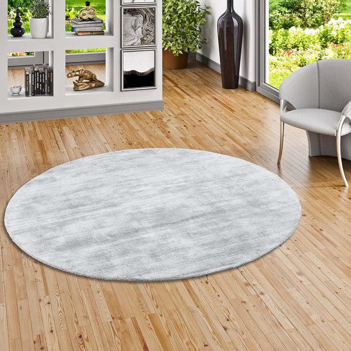 Luxus Designer Teppich Roma Silbergrau Rund