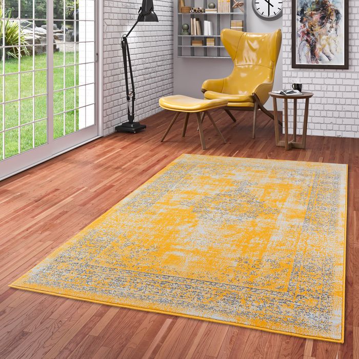 Designer Teppich Passion Vintage Bordüre Safran Gelb
