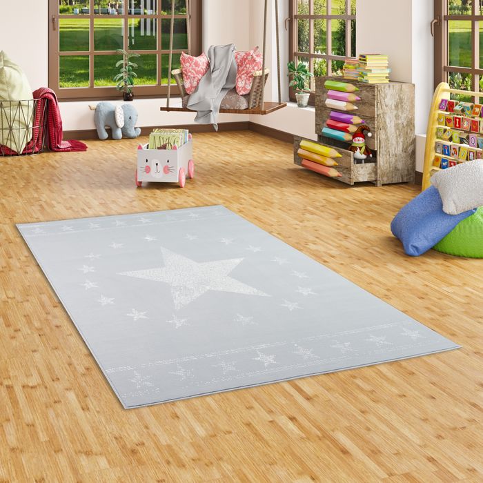 Kinder und Jugend Teppich Trendline Modern Stars Grau