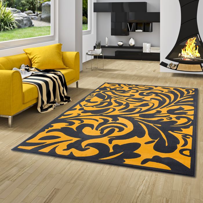 Designer Teppich Passion Anthrazit Curry Barock