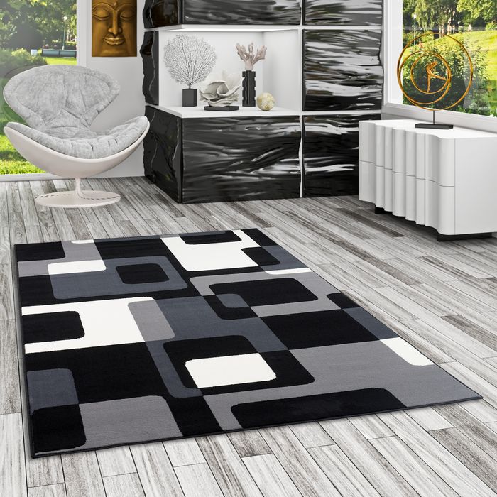 Teppich Modern Trendline Schwarz Grau Retro